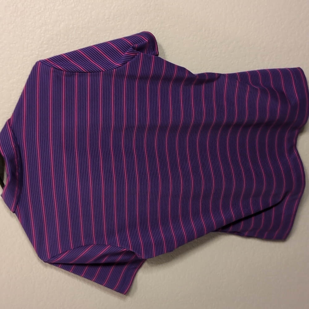 Nike Golf FitDry Day On The Links Purple and Pink Striped Polo - Picture 5 of 5